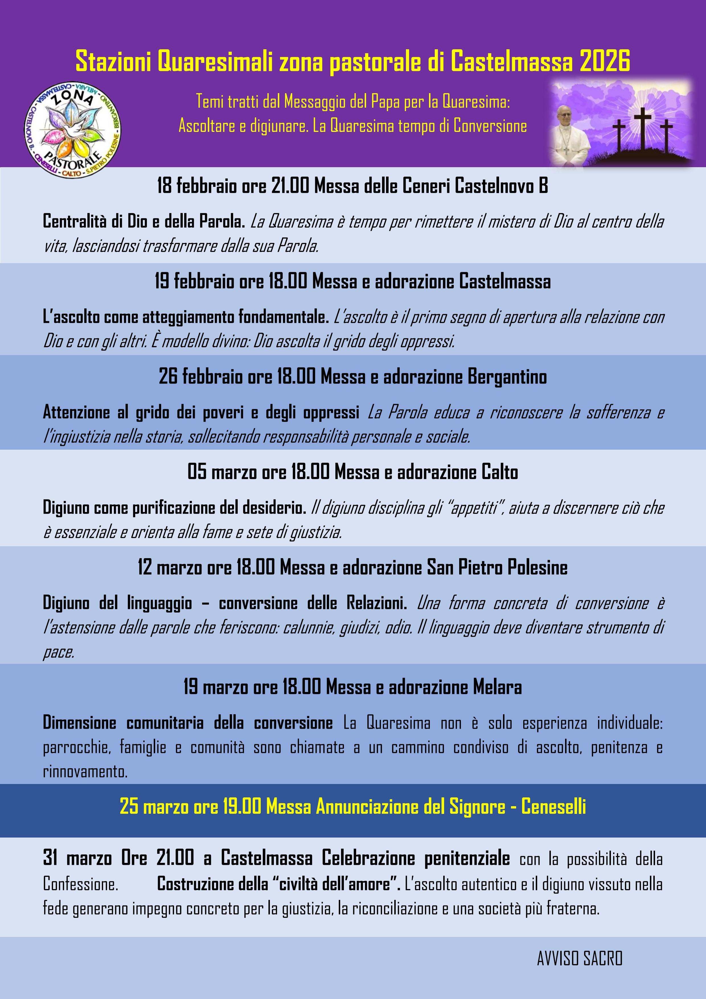 Stazioni quaresimali delle 7 parrocchie